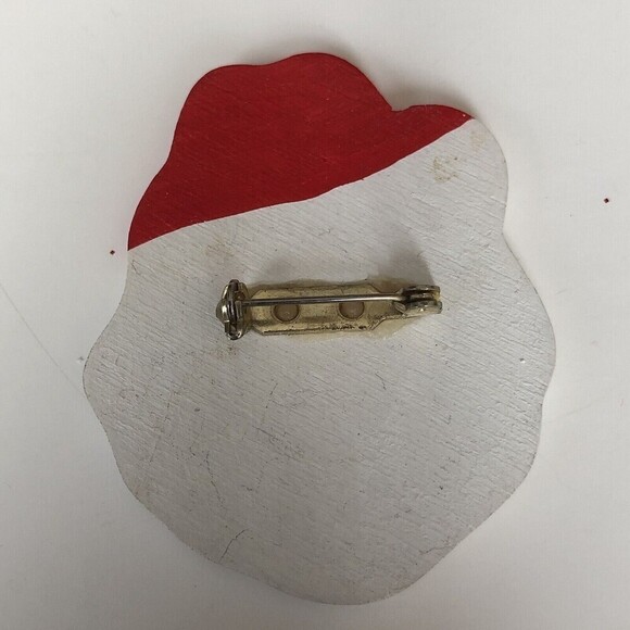Santa Claus Brooch Pin Head Face Painted‎ Little Round - Picture 3 of 3